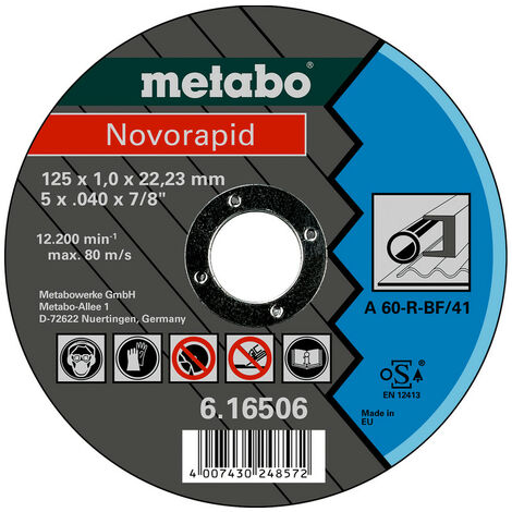 Metabo Novorapid 125 x 1,0 x 22,23 mm Stahl Trennscheibe Form 41 25 Stk