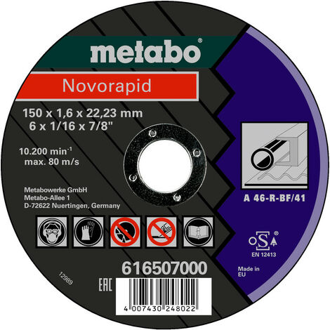 Metabo Novorapid 150 x 1,6 x 22,23 mm, Stahl, Trennscheibe, Form 41 (616507000)