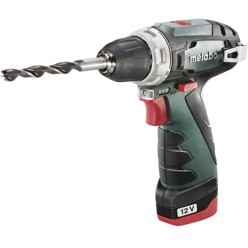 Perceuse visseuse 12 V Powermaxx 10 mm + 2 batteries 2Ah + chargeur + boîte carton METABO 600984000