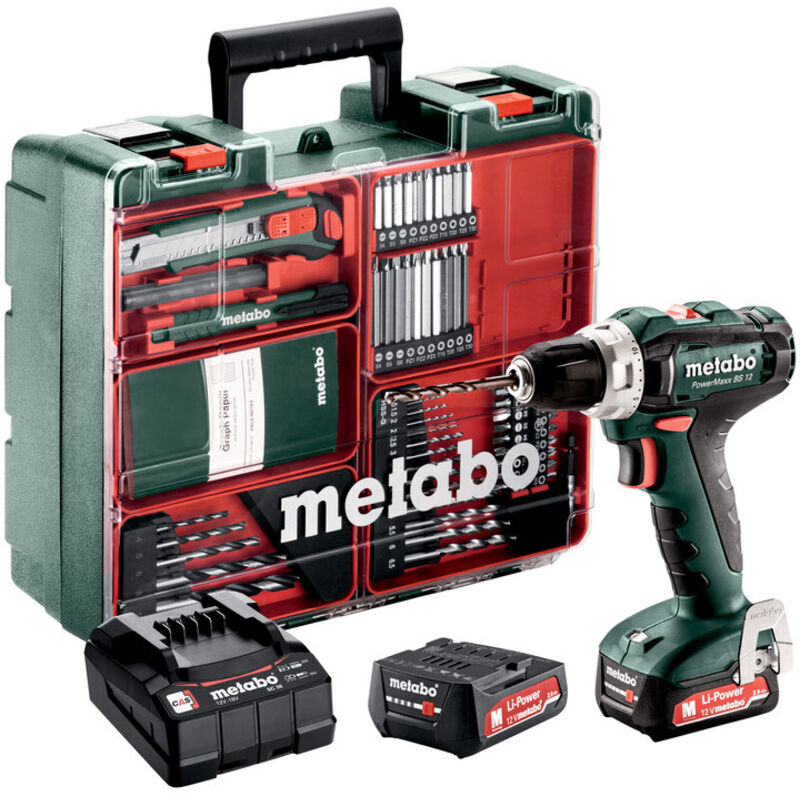 Perceuse-Visseuse Metabo Powermaxx BS12 – 12 V, 2 Batteries 2Ah, Lampe LED Intégrée