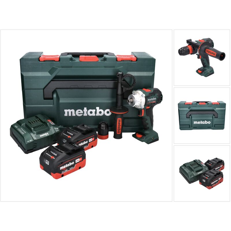 Metabo - bs 18 ltx bl q i Perceuse-visseuse sans fil 18 v 130 Nm Brushless (602359660) + 2x Batteries 5,5 Ah + Chargeur + Coffret de transport