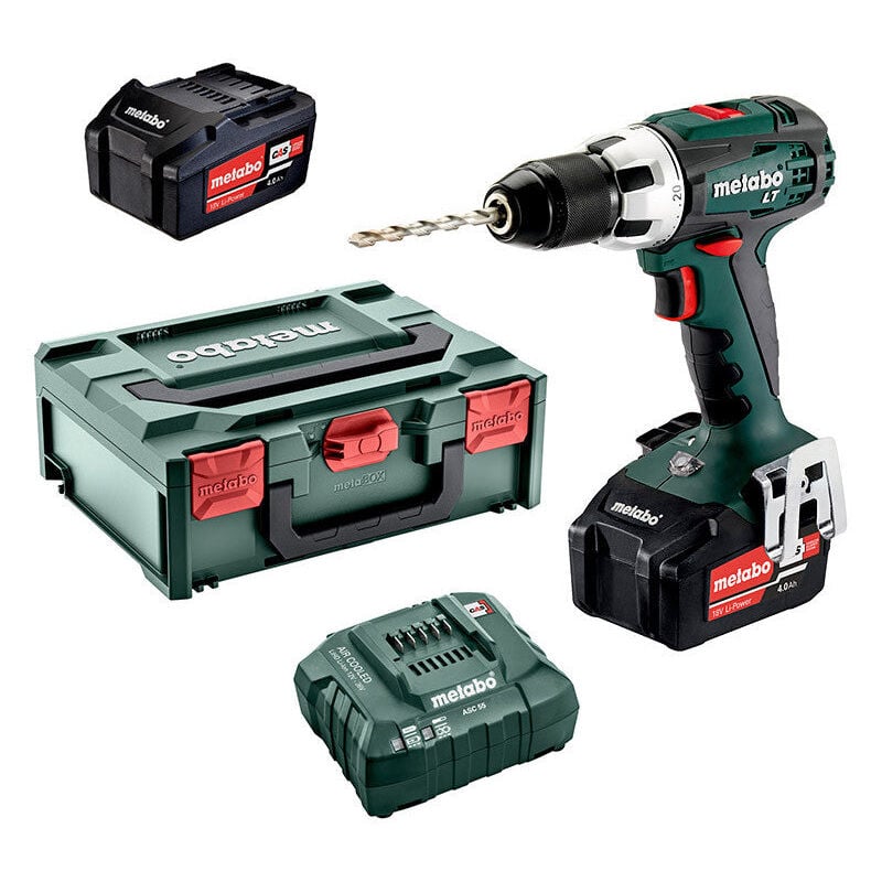 Metabo - bs 18 lt Perceuse-visseuse sans fil 18 v 60 Nm ( 602102500 ) + 2x batterie 4,0 Ah + chargeur + x