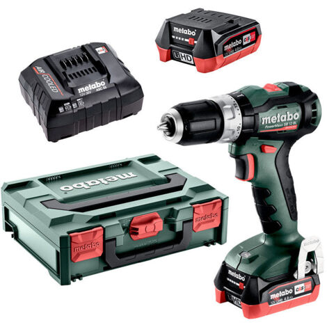 Metabo Perceuse-visseuse à percussion sans fil PowerMaxx SB 12 BL, 12V 2x 4,0 Ah LiHD et chargeur en metaBOX 118