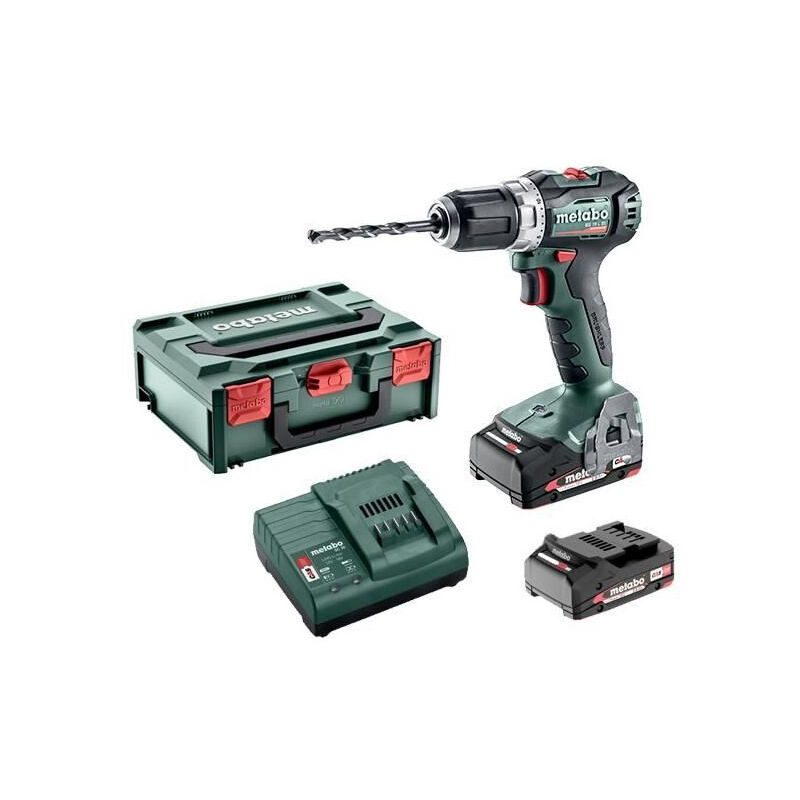 Perceuse visseuse brushless sans fil 18V 55Nm mandrin 13mm+ 2 batteries 2Ah + chargeur + Metabo x145 Metabo bs 18 l bl