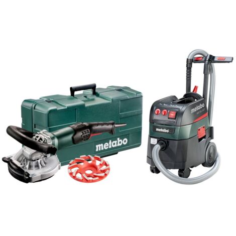 Metabo – Ponceuse de rénovation RSEV 19-125 RT – Aspirateur ASR 35 L ACP – Pour béton armé – AutoCleanPlus – Coffret complet