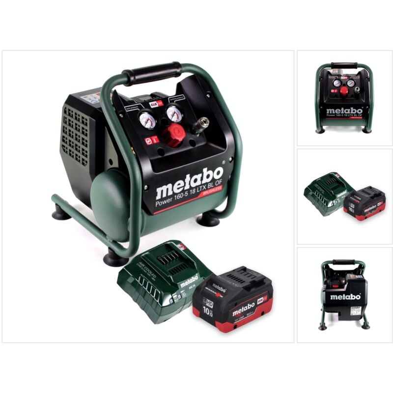 Metabo - Power 160-5 18 ltx bl of Compresseur sans fil 18 v 8,0 bar sans brosse + 1x batterie 10,0 Ah + chargeur