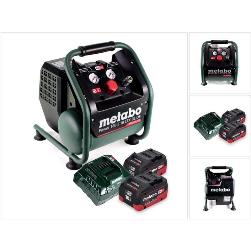 Metabo - Power 160-5 18 ltx bl of compresseur sans fil 18 v 8,0 bar sans brosse + 2x batterie 10,0 Ah + chargeur de batterie