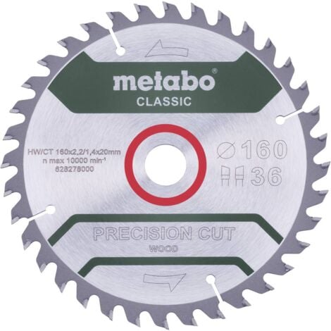 Metabo Sägeblatt "precision cut wood - classic", 160x2,2/1,4x20 Z36 WZ 10° (628278000)