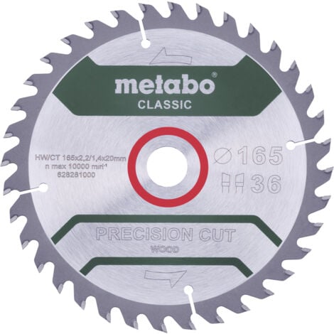 Metabo Sägeblatt "precision cut wood - classic", 160x2,2/1,4x20 Z36 WZ 10° /B