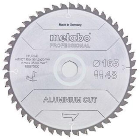 Metabo Sägeblatt "aluminium cut - professional", 165x20 Z48 FZ/TZ 5°neg
