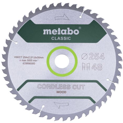 Metabo Sägeblatt cordless cut wood - classic, 254x30 Z48 WZ 5° /B
