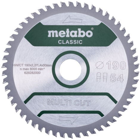 METABO Sägeblatt "multi cut - classic", 190x2,2/1,4x30 Z54 FZ/TZ 5° /B (628663000)