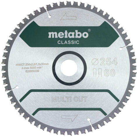 Metabo Sägeblatt multi cut - classic, 254x2,6/1,8x30 Z60 FZ/TZ 5°neg (628285000)