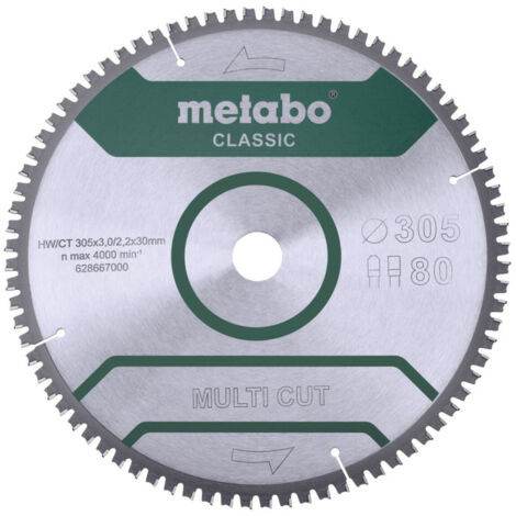 Metabo Sägeblatt "multi cut - classic", 305x3,0/2,2x30 Z80 FZ/TZ 5°neg /B (628667000)