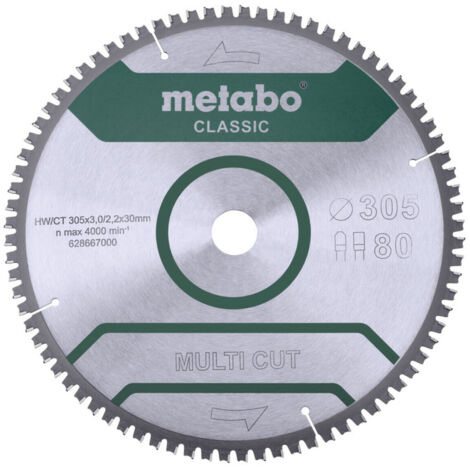 Metabo Sägeblatt "multi cut - classic", 305x3,0/2,2x30 Z80 FZ/TZ 5°neg /B (628667000)