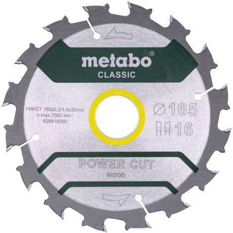 Metabo Sägeblatt power cut wood - classic, 165x30, Z16 WZ 5° /B