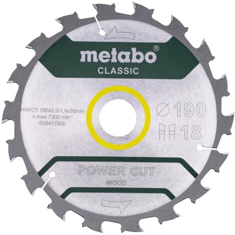 Metabo Sägeblatt power cut wood - classic, 190x30, Z18 WZ 5° /B