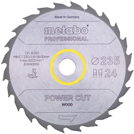 METABO Sägeblatt "power cut wood - professional", 235x2,6/1,8x30, Z24 WZ 20° (628493000)