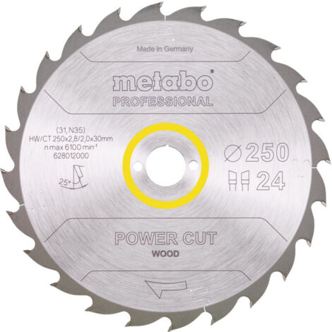 Metabo Sägeblatt "power cut wood - professional", 250x2,8/2,0x30, Z24 WZ 25°