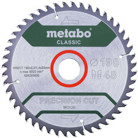 Metabo Sägeblatt "precision cut wood - classic", 190x2,2/1,4x30 Z48 WZ 15°