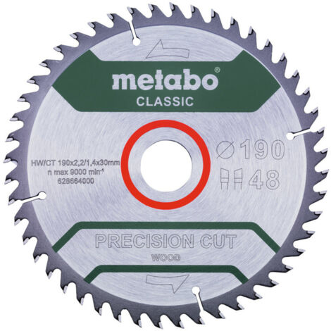 Metabo Sägeblatt "precision cut wood - classic", 190x2,2/1,4x30 Z48 WZ 15° /B
