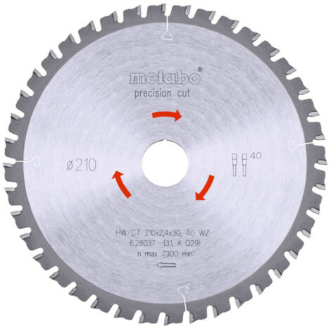 Metabo Sägeblatt "precision cut wood - professional", 210x2,4/1,8x30, Z40 WZ 3°