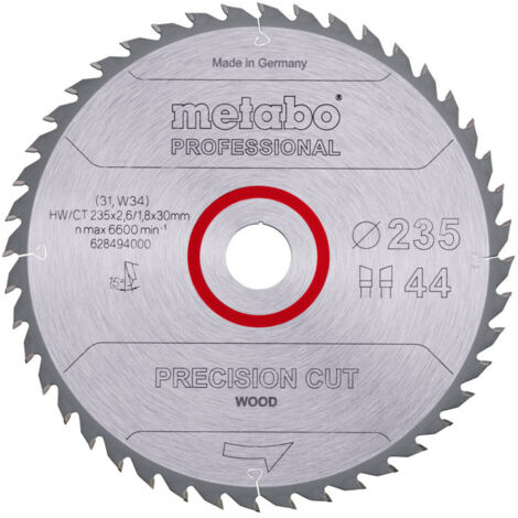 Metabo Sägeblatt "precision cut wood - professional", 235x2,6/1,8x30, Z44 WZ 15°
