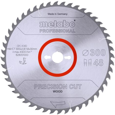 Metabo Sägeblatt precision cut wood - professional 300x2,8/1,8x30, Z48, Spanwinkel 15°, Wechselzahn