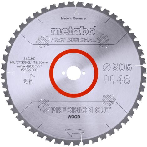 Metabo Sägeblatt "precision cut wood - professional", 305x2,4/1,8x30, Z48 WZ 5° neg.