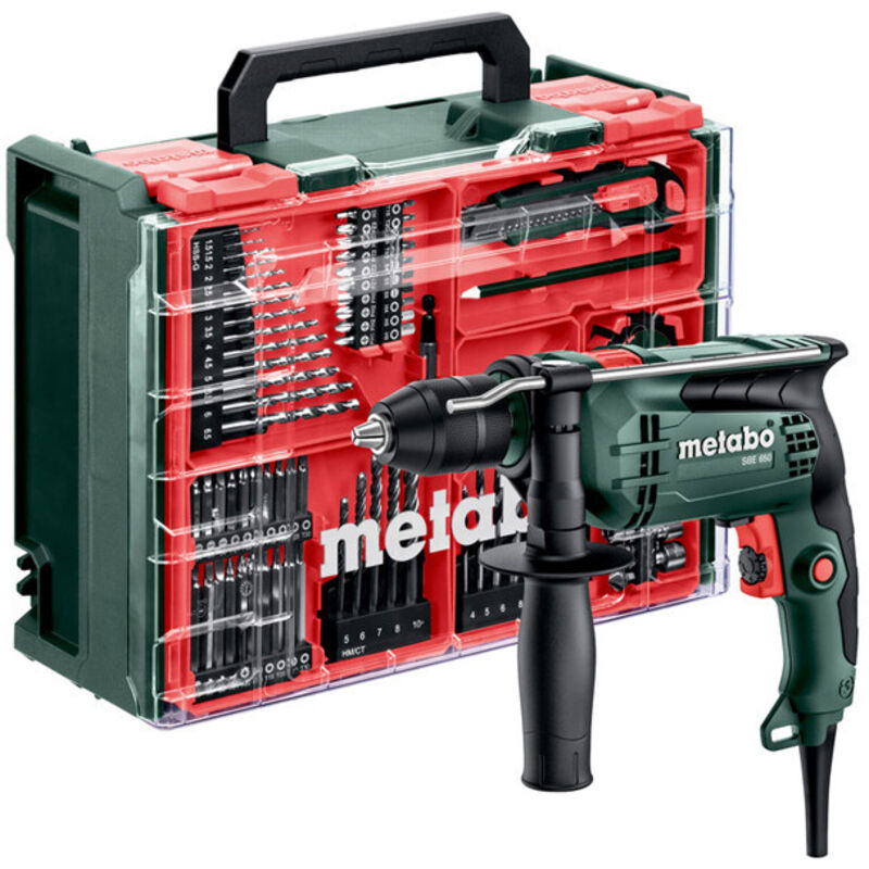 Metabo – Perceuse à percussion – 2 vitesses – Mandrin à serrage rapide – Pour béton acier et bois tendre – Accessoires inclus