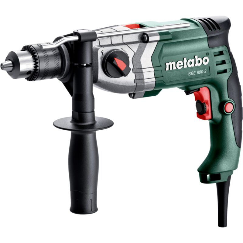 Metabo Perceuse à percussion sbe 800 2 avec mandrin à couronne dentée 601744510 Coffret plastique