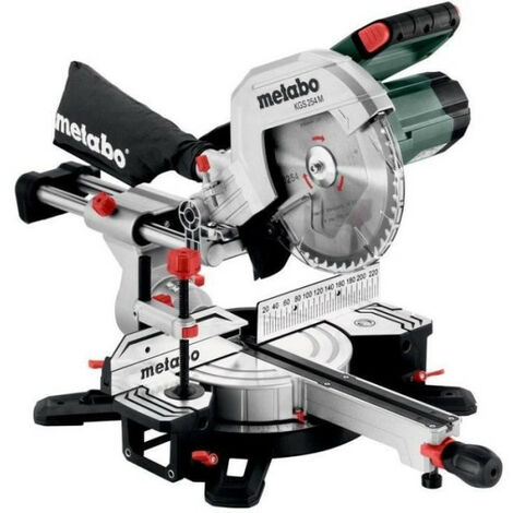 Metabo – Scie à onglets radiale 1500 W – Lame 254 mm – Précision de coupe LED – Pour bois dur et teck – Structure en fonte d'aluminium