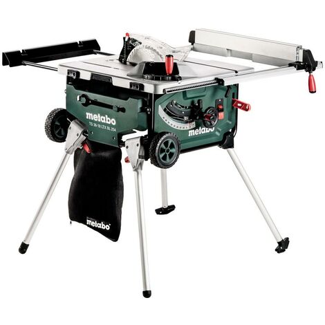 Metabo Sega circolare da banco a batteria TS 36-18 LTX BL 254, 18V, 4x8Ah, Caricabatteria, Scatola di cartone, con cavalletto-basamento e funzione trolley - 613025810