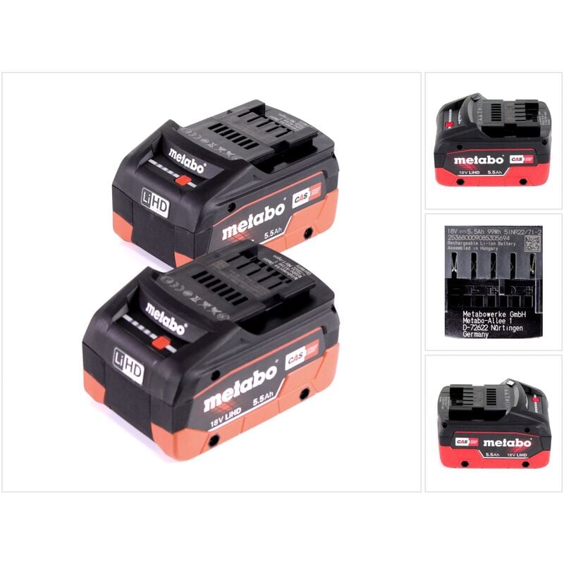 Metabo - Set 18V - 2x Batteries LiHD 5,5Ah ( 625368000 )