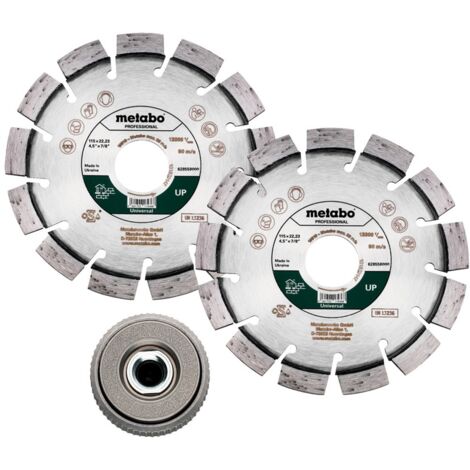 Metabo Set: 2xDiamanttrennscheibe 115x22,23mm, "UP"+ 1xQuickspannmutter M 14 (628581000