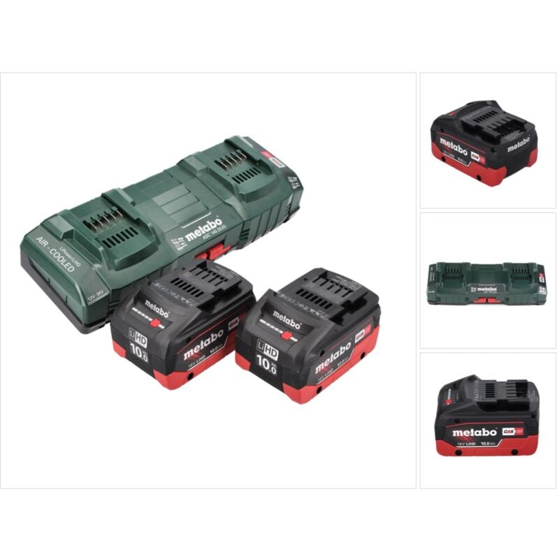 Metabo - Set de batteries 18V : 2x Batteries 10,0Ah lihd + Chargeur double asc 145 duo - Système cas