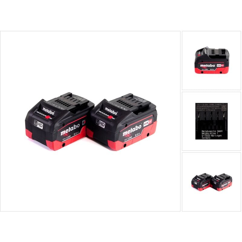 Metabo - Set de base 18V: 2x Batteries LiHD 8,0Ah (625592000)