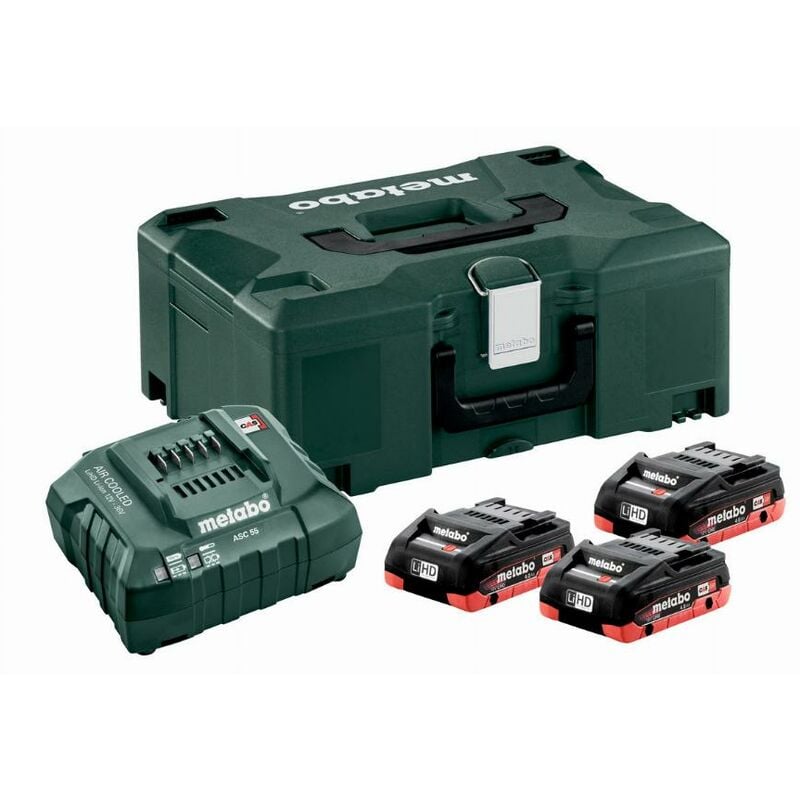 Metabo - Pack énergie 18V avec 3 Batteries 4,0 Ah LiHD - Chargeur asc 55 - coffret x - 685133000