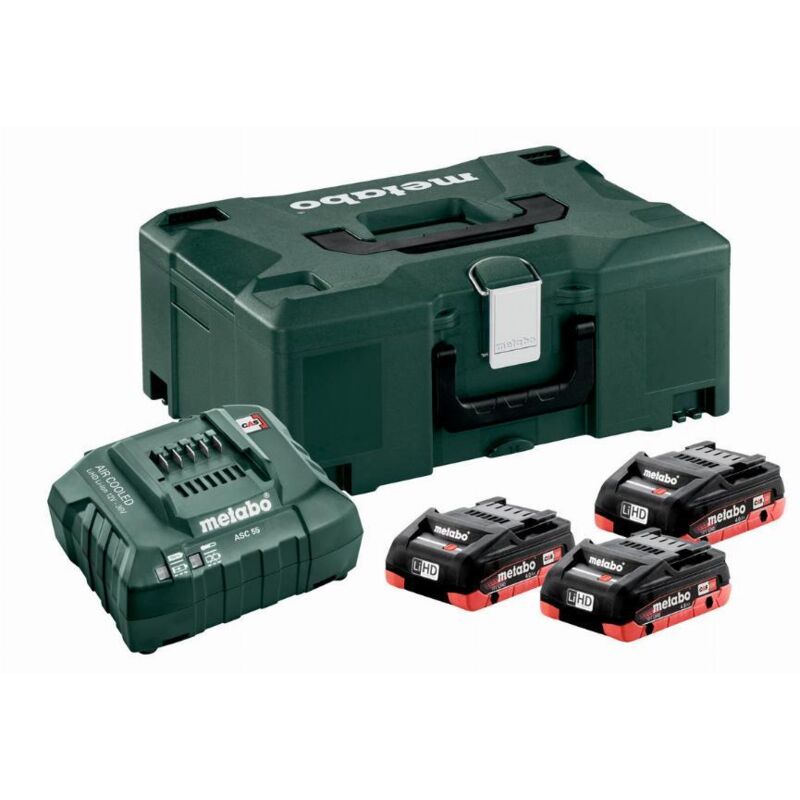 Set de base Metabo 3 batteries LiHD 18V4 0Ah + chargeur ASC 30 36V + Metaloc II