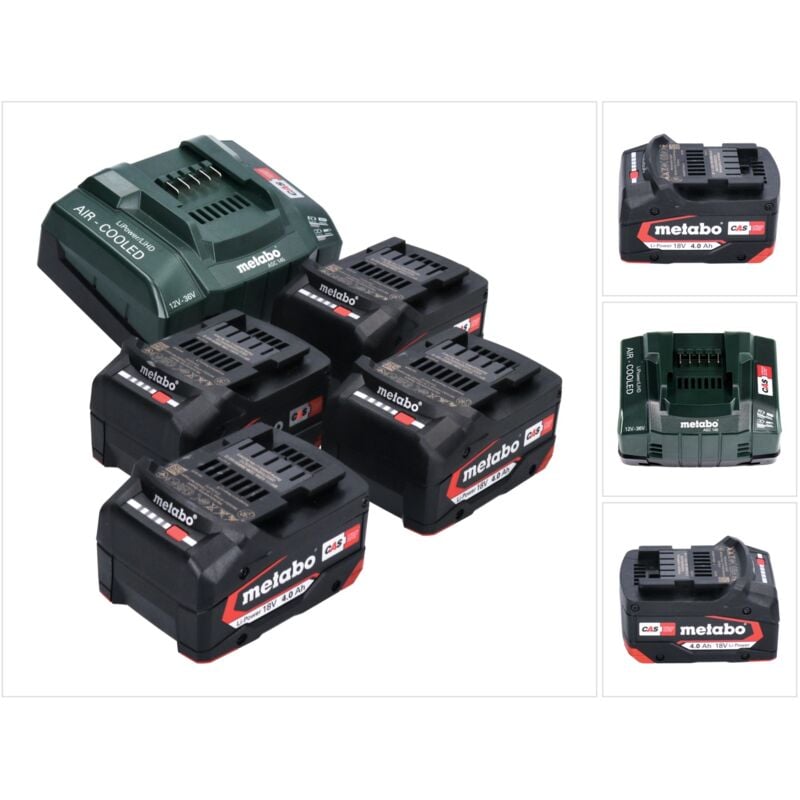 Metabo - Set de base 4x Batteries Li-Power 4,0 Ah 18V cas Li-Ion + Chargeur rapide asc 145 (2x 625027000) (627378000)