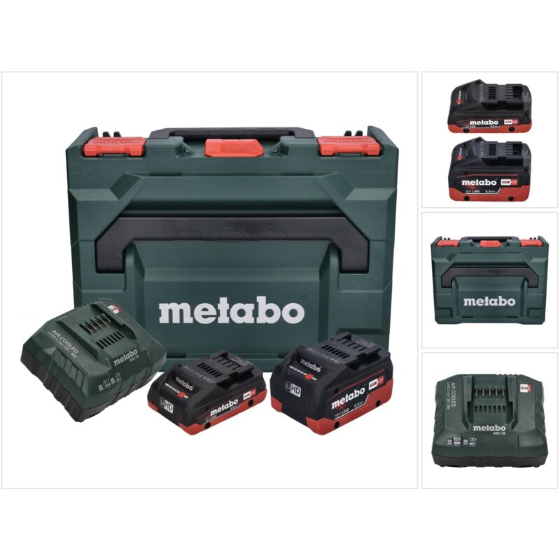 Pack énergie 18V METABO 2 Batt.: 4,0 Ah LiHD / 5,5 Ah LiHD + Charg. ASC 55 + coffret MetaBox - 685136000