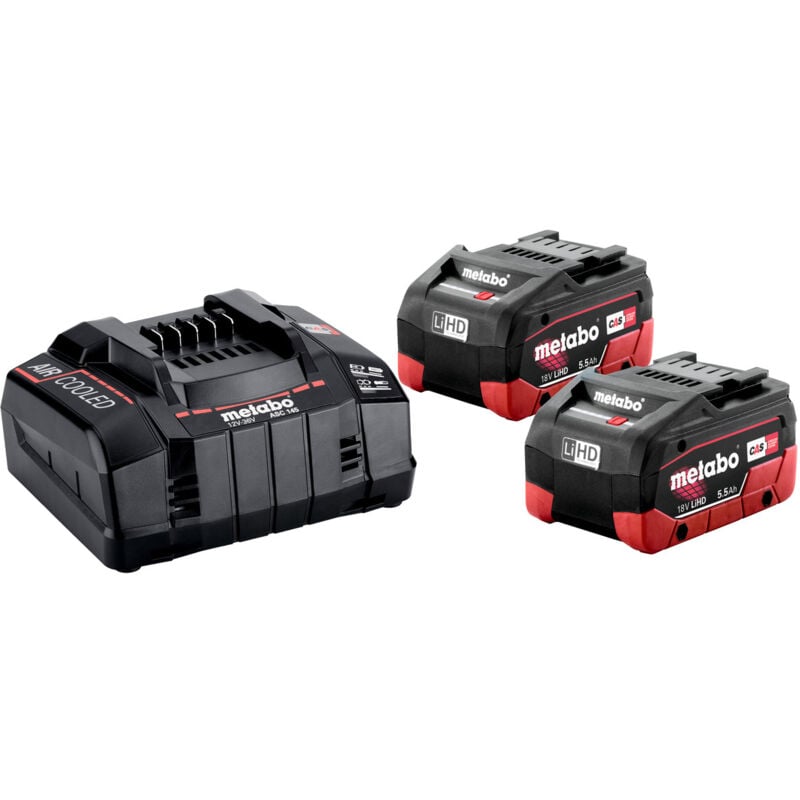 Metabo - Kit de base 2x 18V LiHD 5,5 Ah (625368000) + chargeur asc 145 en carton