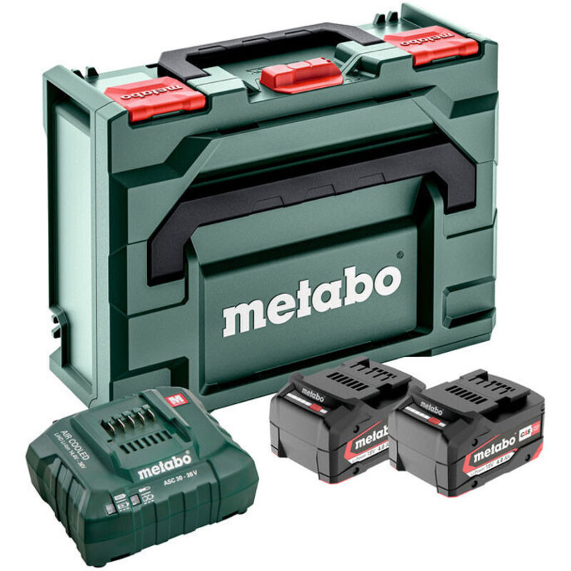 Metabo - Set de base 2x bloc batterie Li-Power 18 v 4,0 Ah cas Li-Ion + chargeur asc 55 + x ( 685064000 )