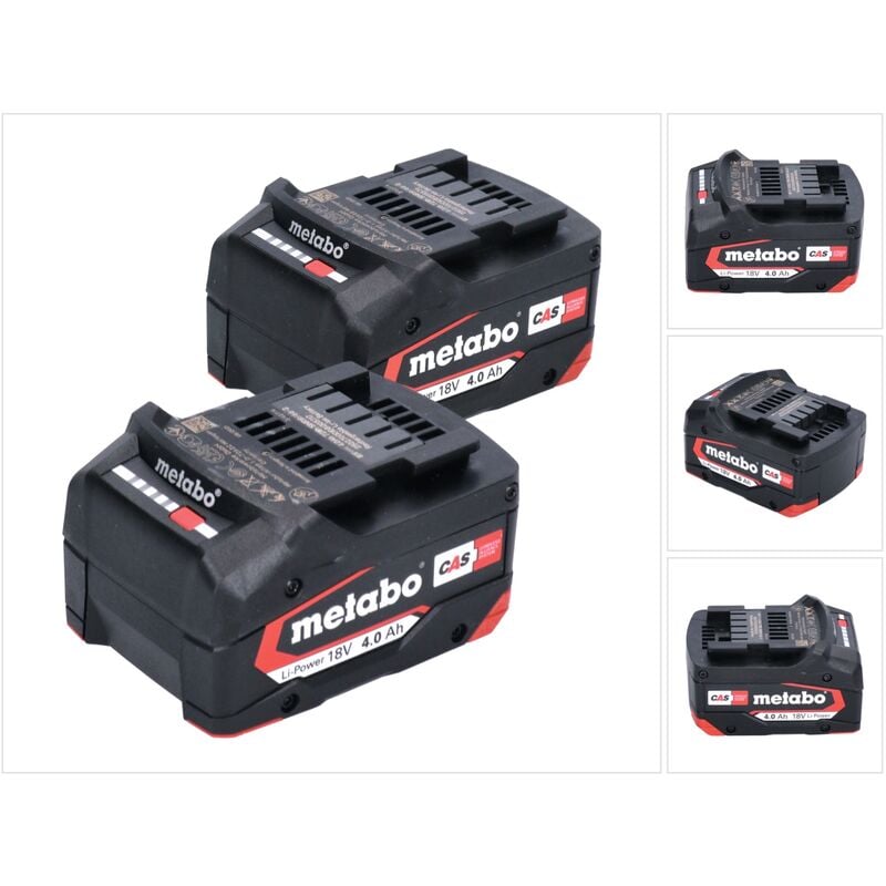Metabo - Set de batterie : 2x Batteries Li-Power 4,0 Ah 18 v cas Li-Ion - indicateur de capacité de charge (2x 625027000)