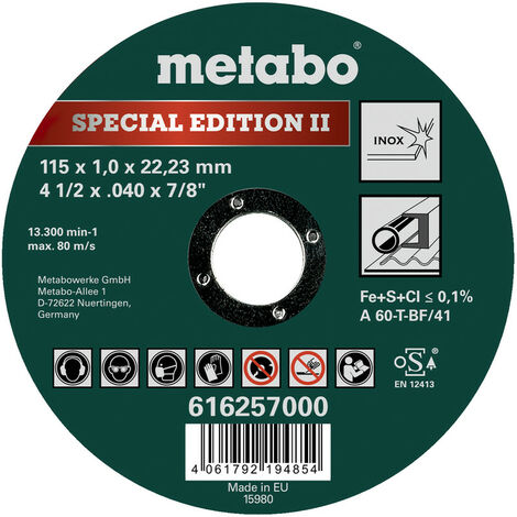 Metabo Special Edition II 115 x 1,0 x 22,23 mm, Inox, Trennscheibe, gerade Ausführung