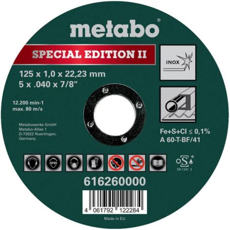 Metabo SPECIAL EDITION II 616260000 Disco di taglio dritto 125 mm 22.23 mm 1 pz.