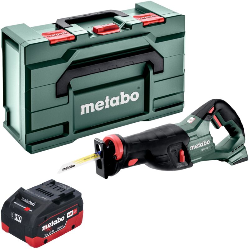 Ssep 18 lt Scie sabre sans fil 18 v 32 mm + 1x batterie LiHD 5,5 Ah + x - sans chargeur - Metabo