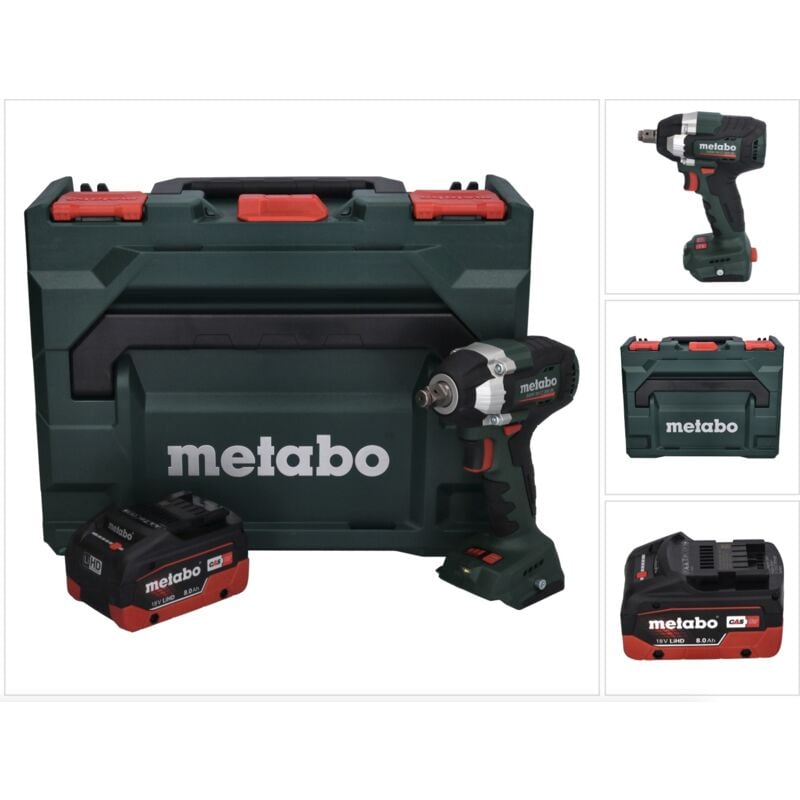Metabo SSW 18 LT 300 BL Visseuse à choc sans fil 18 V 300 Nm Brushless + 1x batterie 8,0 Ah + metaBOX - sans chargeur