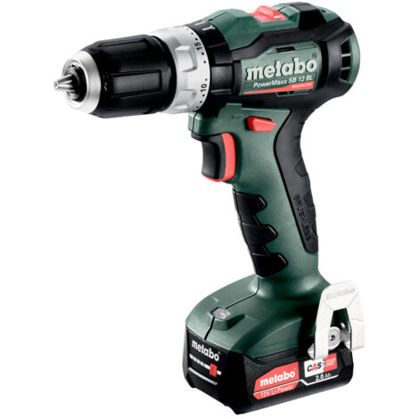 METABO taladro percutor - powermaxx bs12 bl -12V 2X2AH LI-POWER - CARGADOR SC 30 - METABOX 118 - 601046500