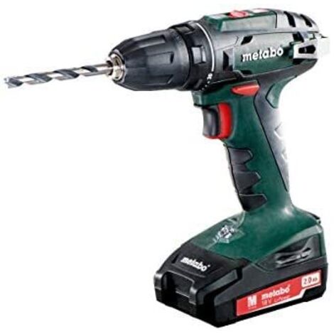 Metabo Trapano Avvitatore a Batteria BS 18 (602207560) Valigetta in plastica 18 V 2 Ah agli ioni di Litio + SC 30, Nero, Verde, Size